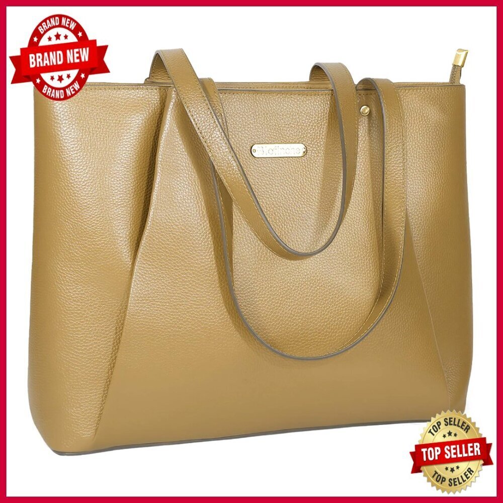Large Genuine Leather Tote Bag for 15.6 Inch Laptop Work Purse